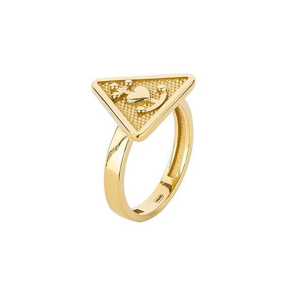 Позолоченное кольцо - печать TRINITY в форме треугольника из серебра Miestilo