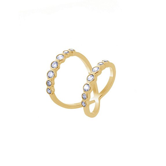 Двойное позолоченное кольцо из серебра с фианитами Miestilo