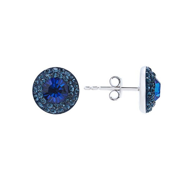 Синие серьги-пусеты «Колесо света» с кристаллами Swarovski® Miestilo