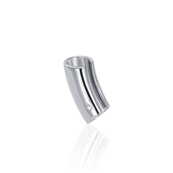 Серебряный длинный кафф с фианитом Miestilo