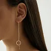 Позолоченные серьги-цепочки из серебра с кругами из фианитов Miestilo