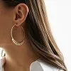 Серьги кольца из серебра с фианитами Miestilo