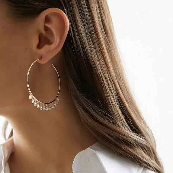 Серьги кольца из серебра с фианитами Miestilo