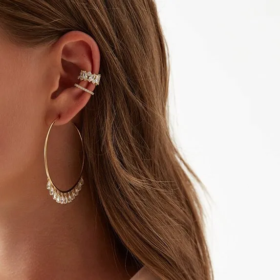 Серьги кольца из серебра с фианитами Miestilo