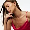 Позолоченные серьги-цепочки из серебра с кругами из фианитов Miestilo