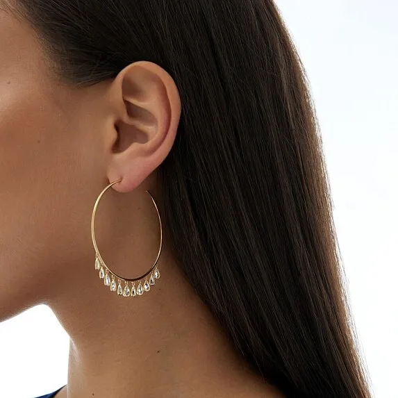 Серьги кольца из серебра с фианитами Miestilo