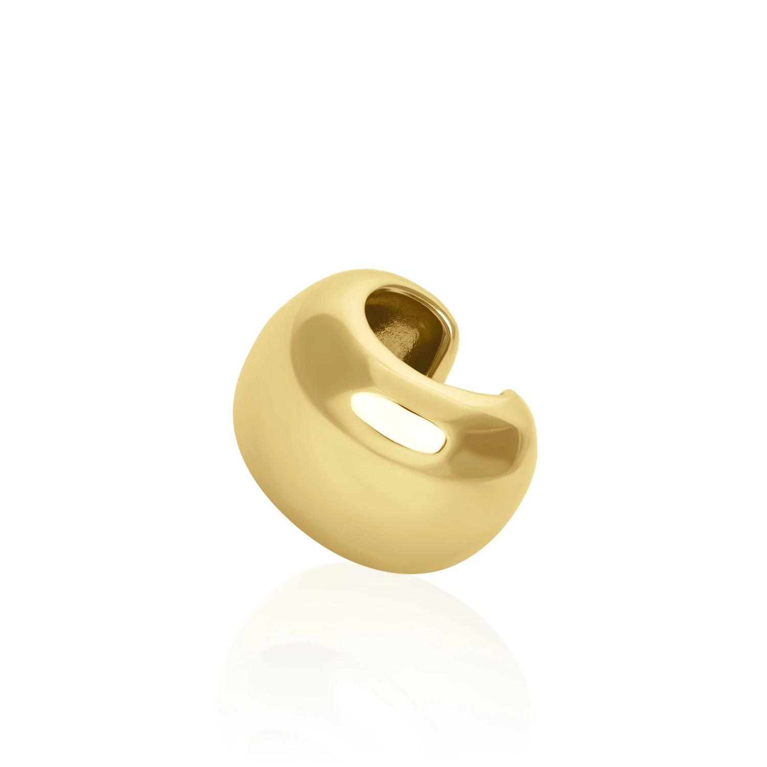 Широкий объемный кафф из серебра в покрытии желтое золото