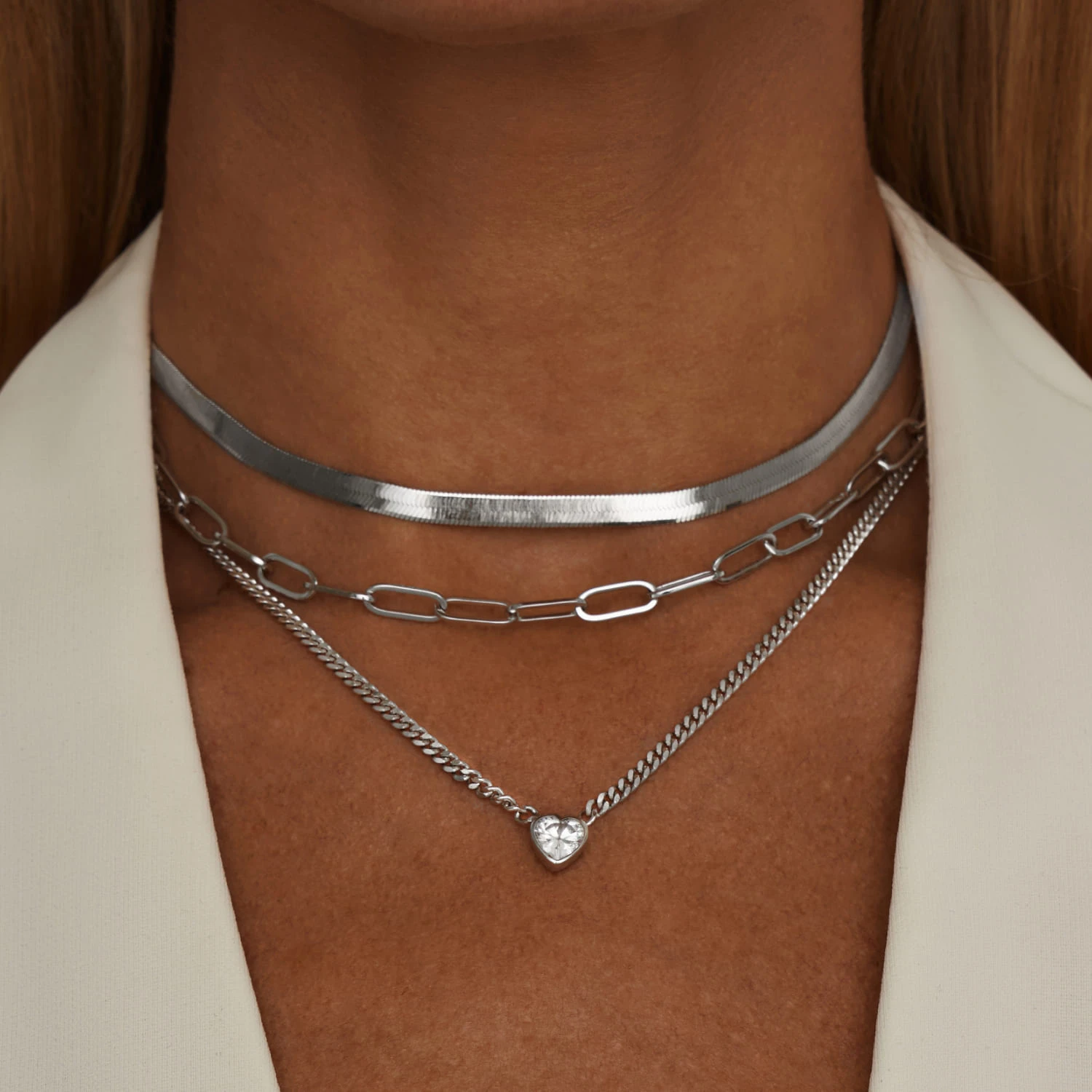 Серебряное колье с фианитом Angel