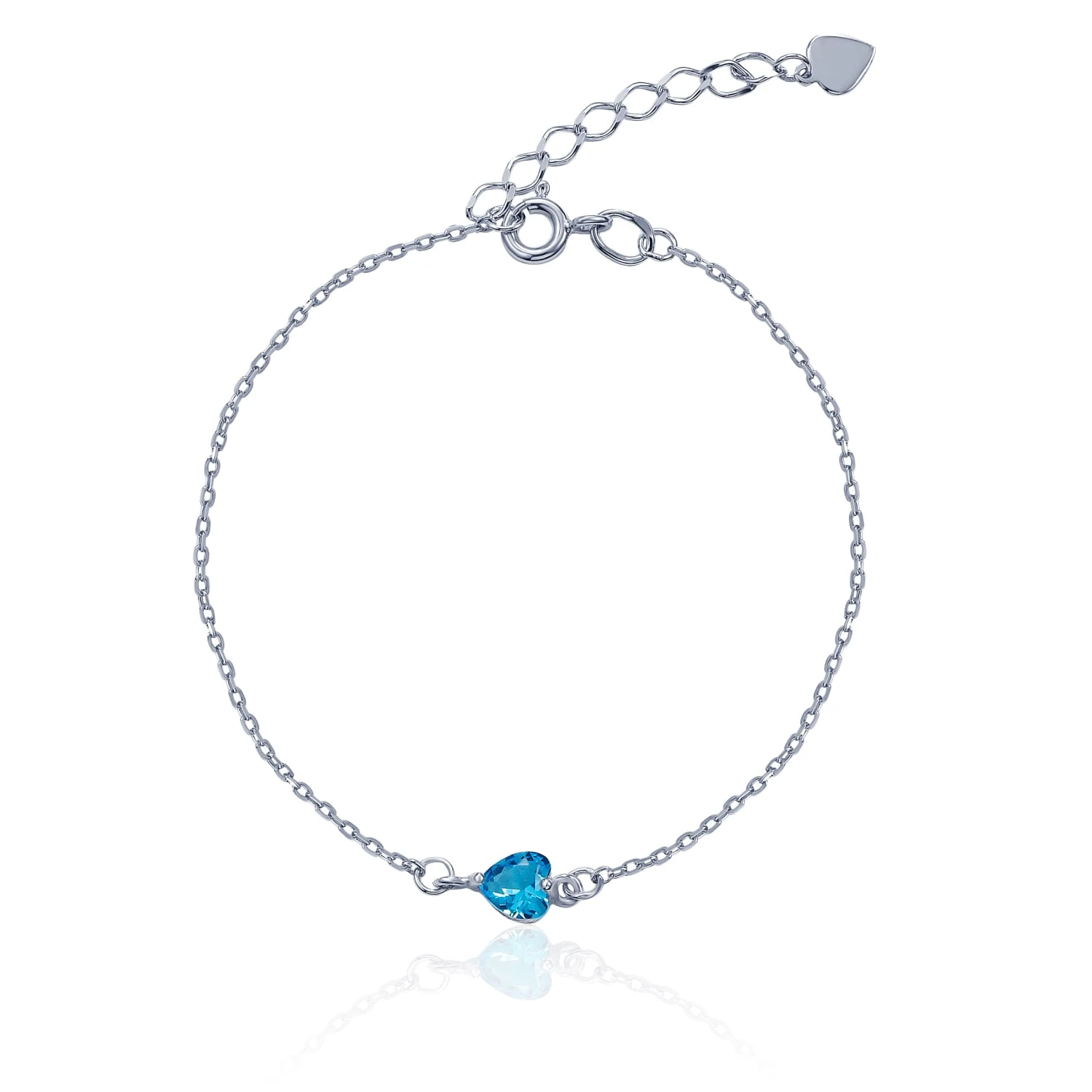 Браслет из серебра с голубым фианитом в огранке сердце MIESTILO