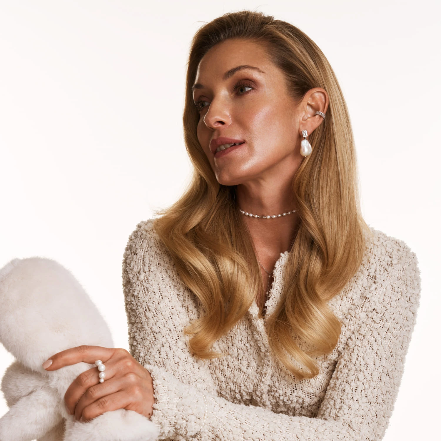 Серебряные серьги SICILIA с барочной жемчужиной и фианитом