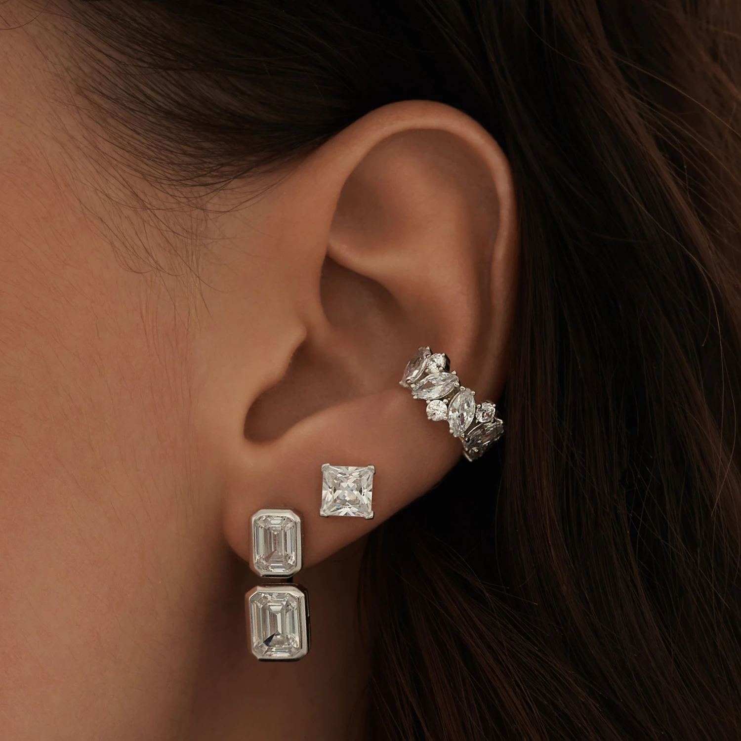 Серебряные серьги-трансформеры Midnight с фианитами