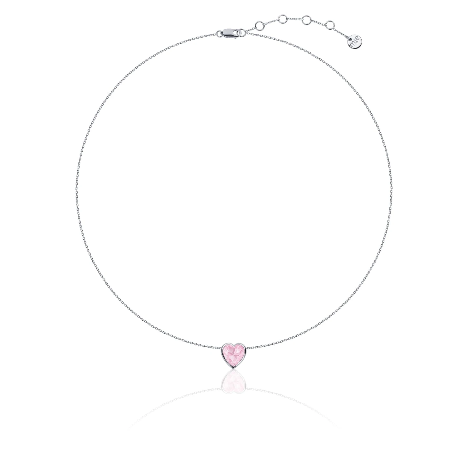Серебряное колье ЛЮБОВЬ с розовым сердцем