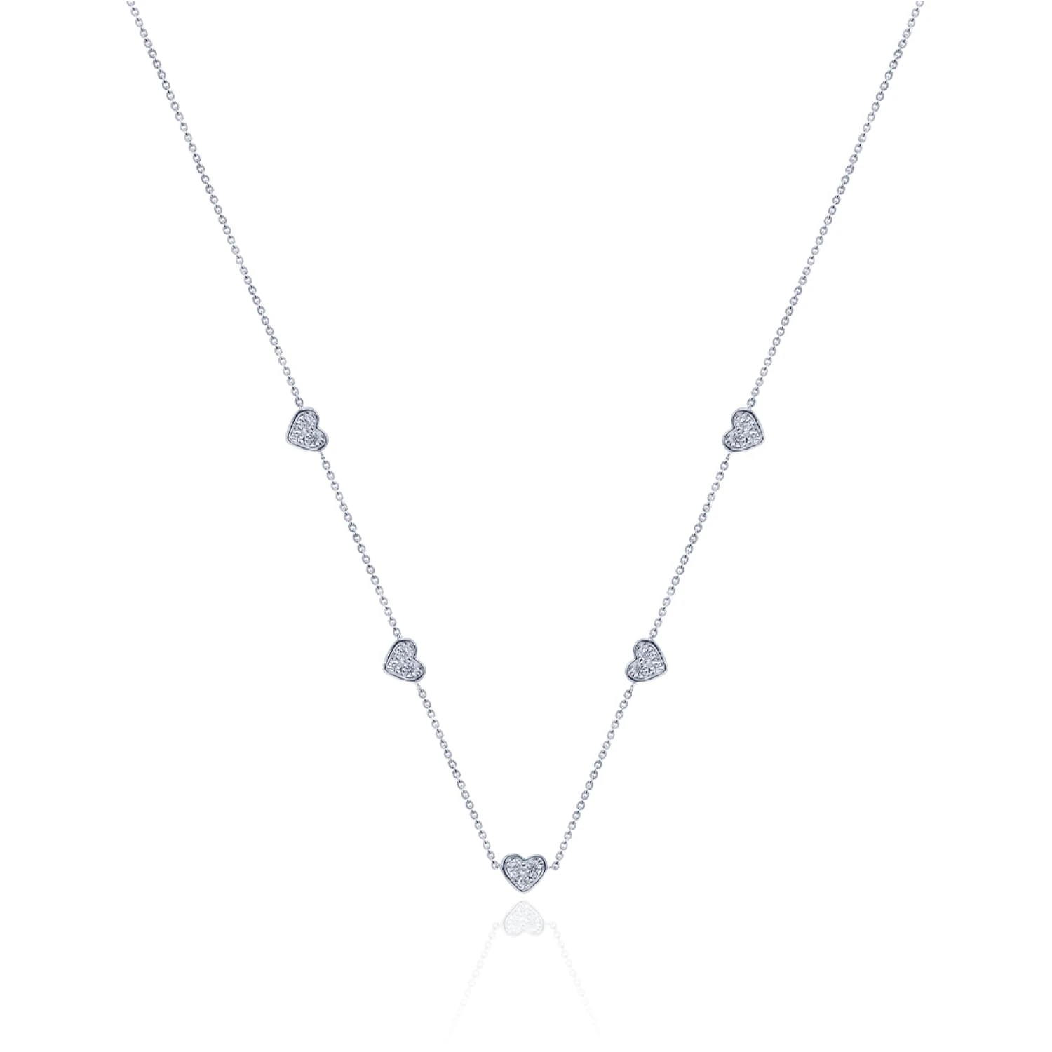 Серебряный чокер с фианитами в форме сердца MIESTILO 