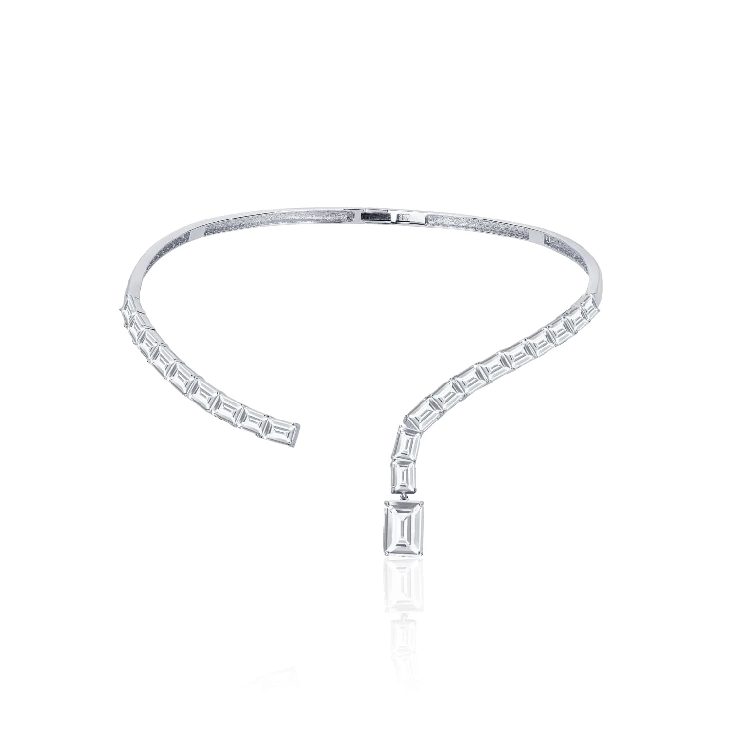 Серебряное жесткое колье ГРАЦИЯ с фианитами