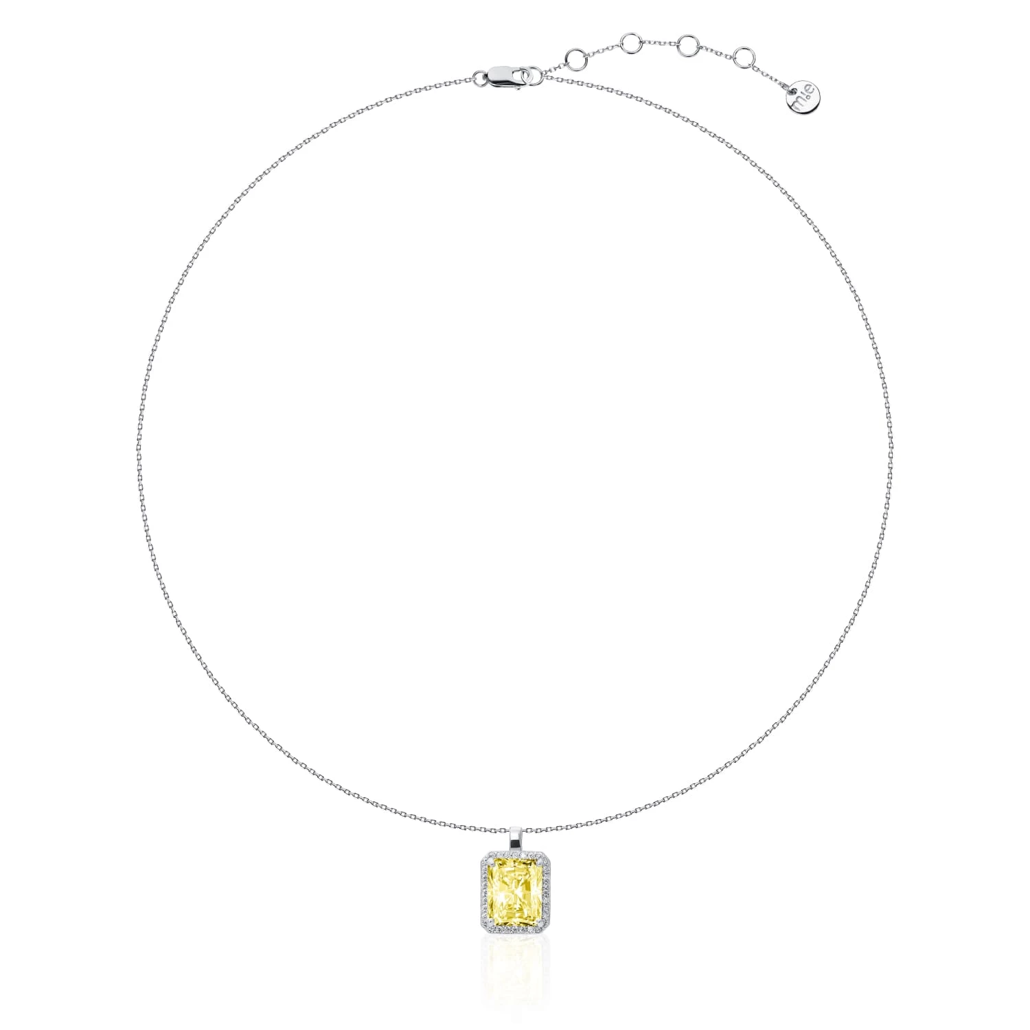 Серебряное колье с подвеской с желтым фианитом