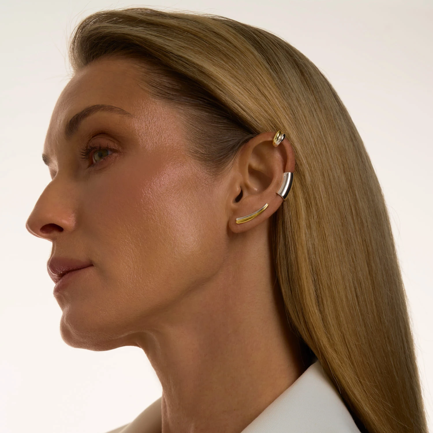 Серебряные серьги-клаймберы биколор