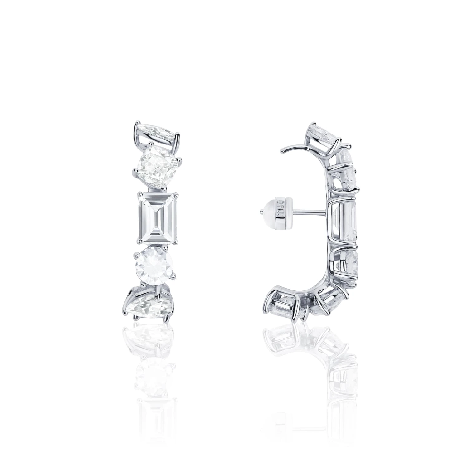 Серебряные серьги-скобы A LA RUSSE с фианитами