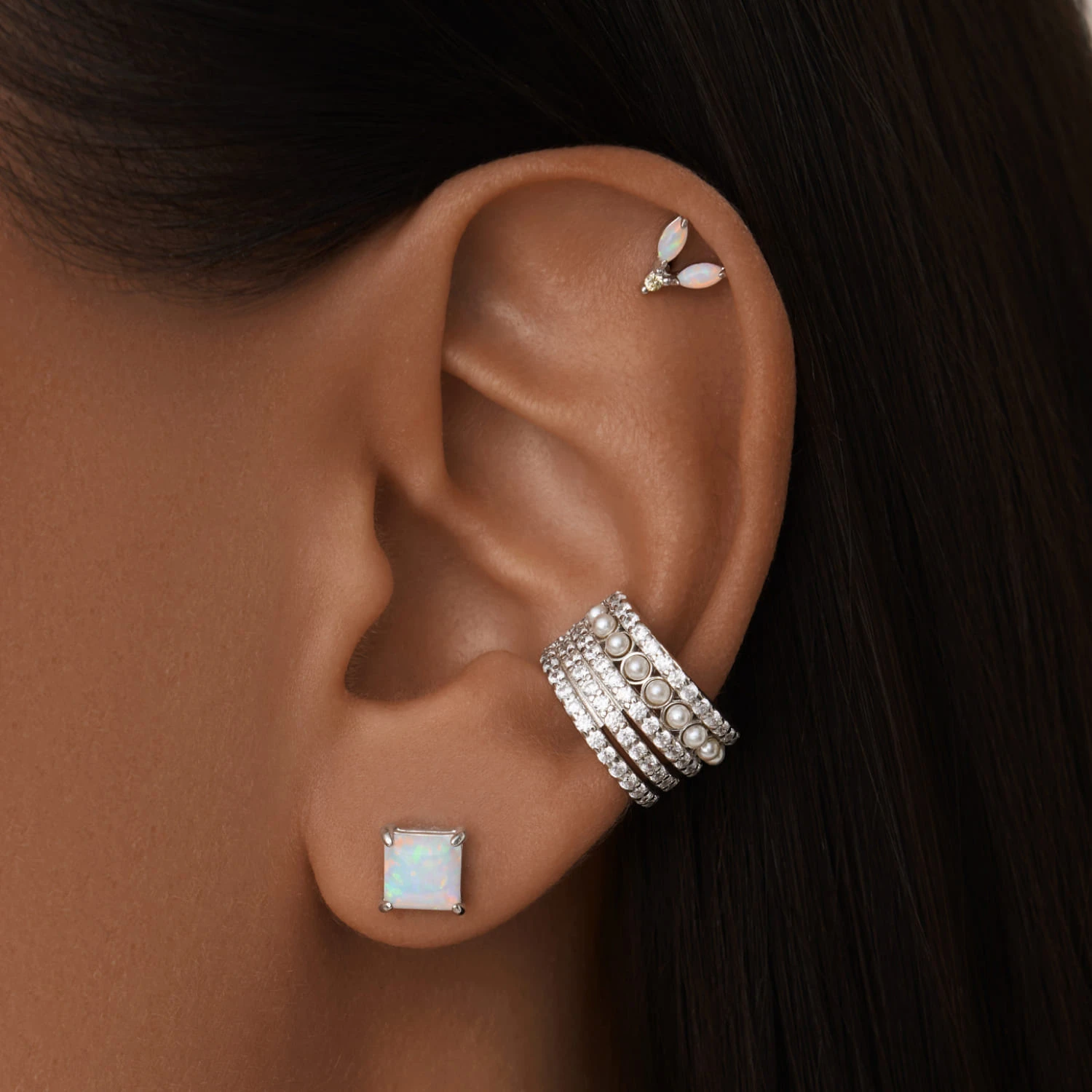 Серебряные серьги гвоздики с опалом MIESTILO