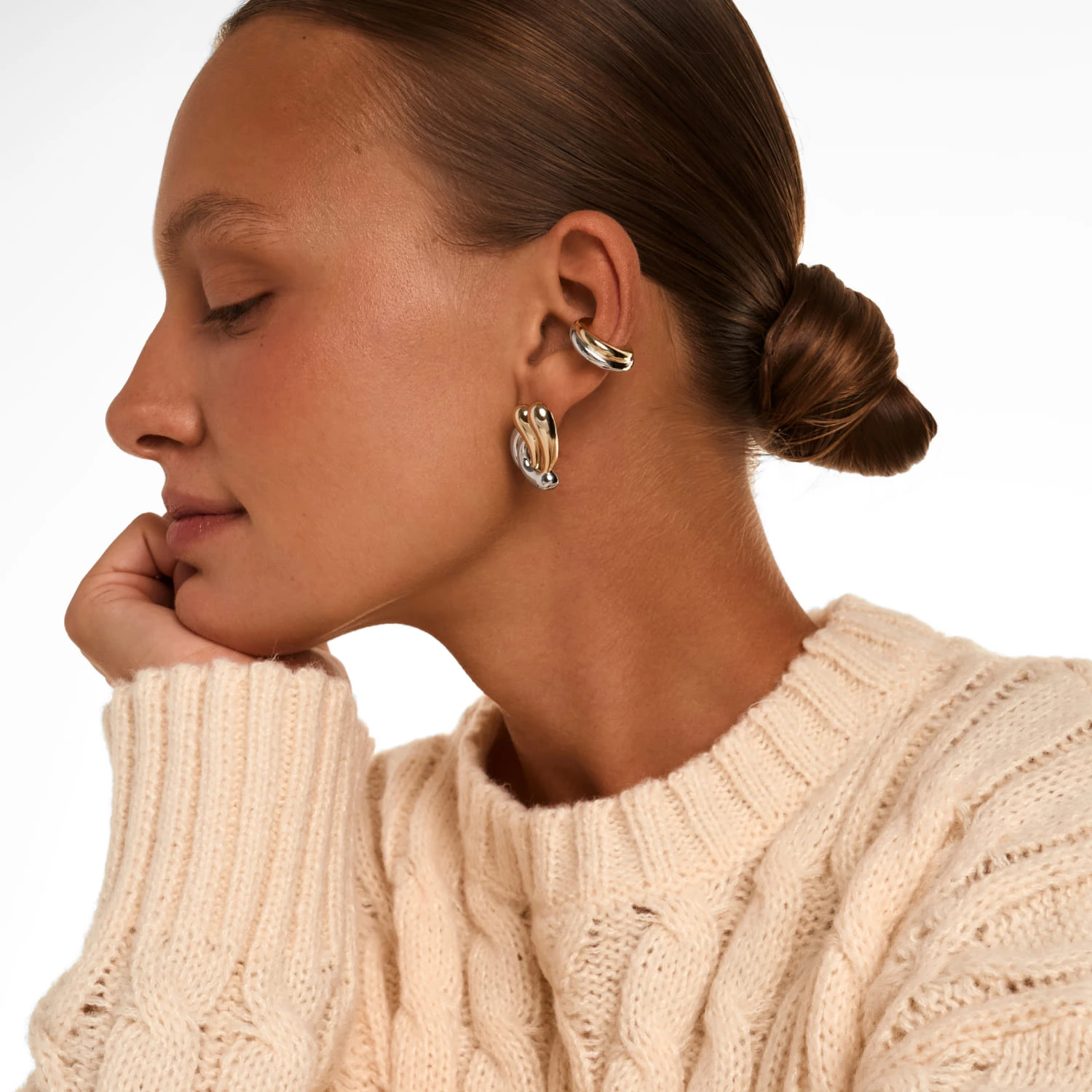 Серебряный перекрестный кафф биколор