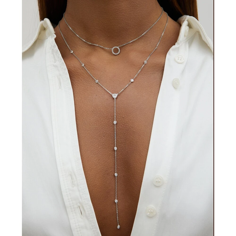 Серебряная подвеска в виде кольца с фианитами MIESTILO 