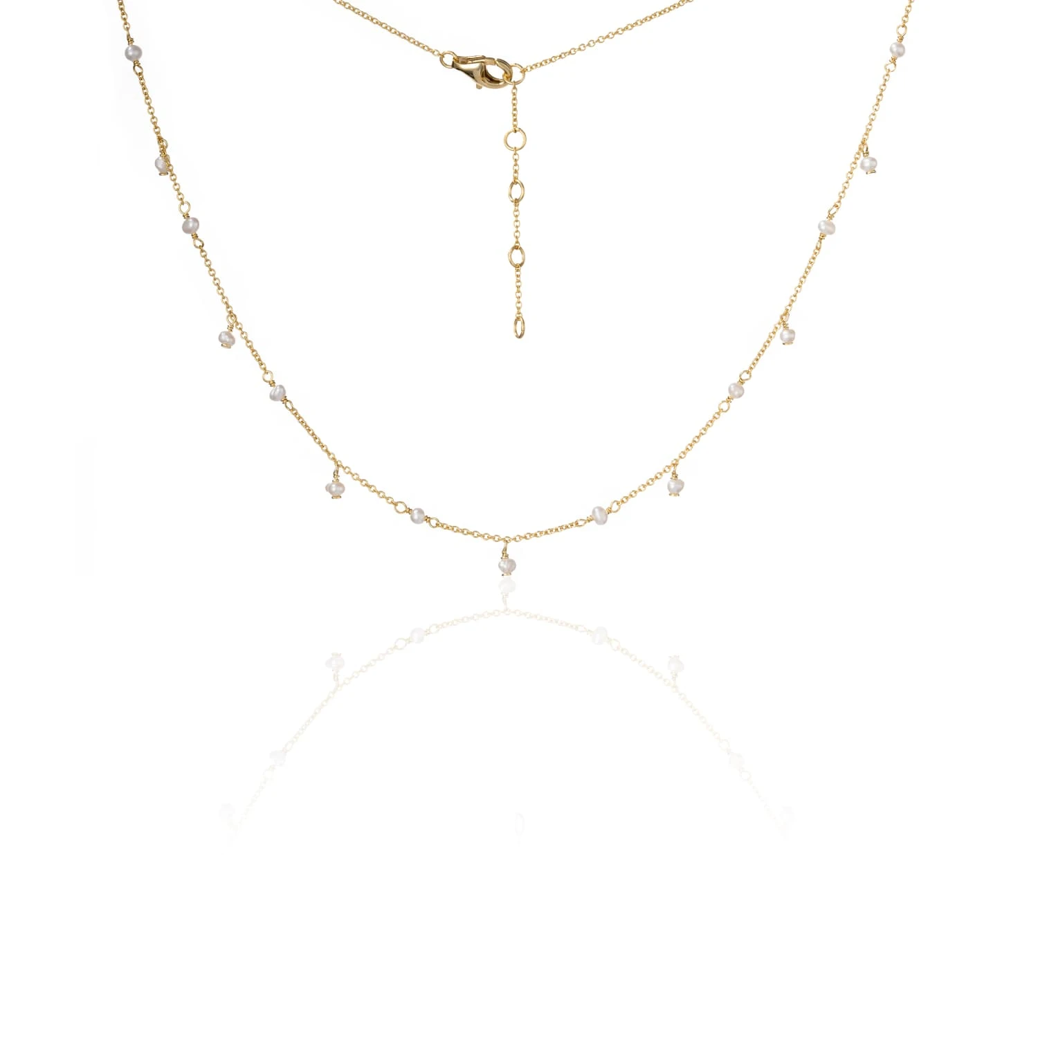 Позолоченное колье из серебра с натуральным жемчугом