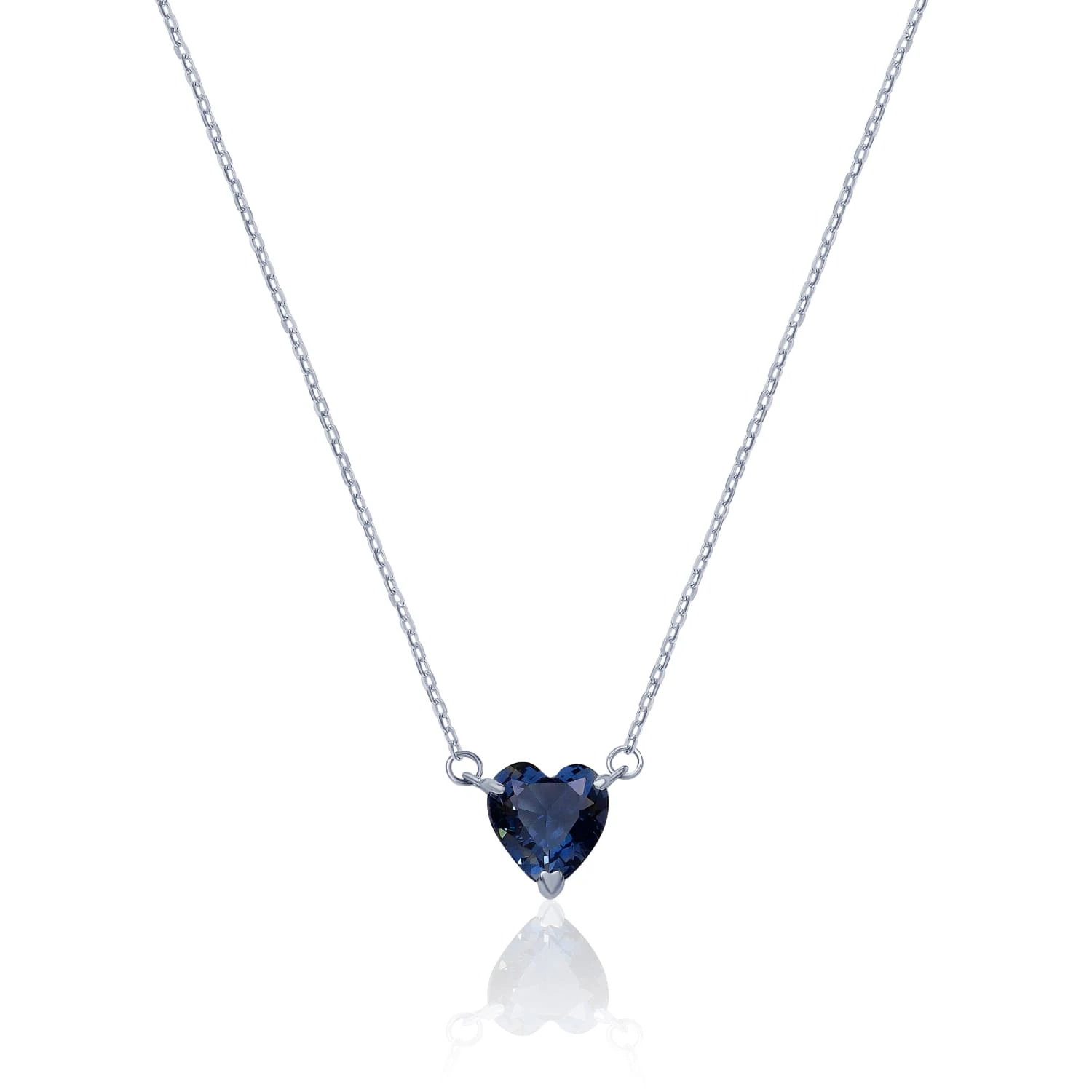 Серебряная подвеска с синим фианитом в огранке сердце MIESTILO