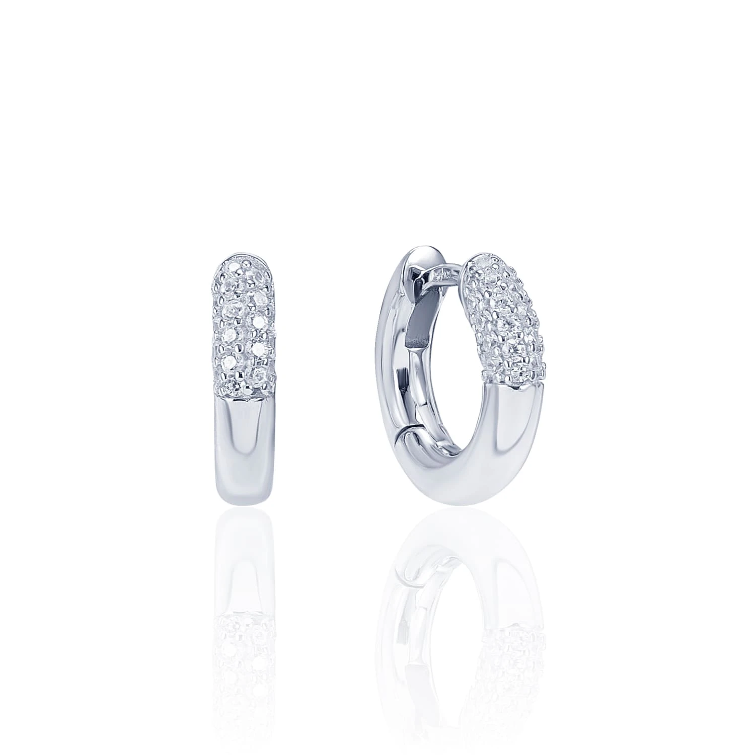 Серебряные серьги - кольца 15 мм  "Naomi" с фианитами