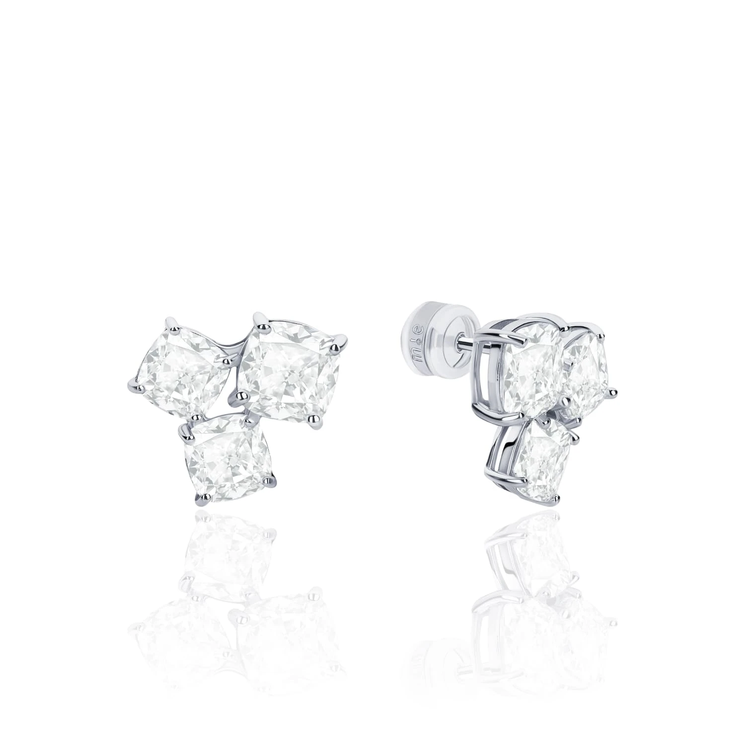 Серебряные тройные серьги A LA RUSSE с фианитами