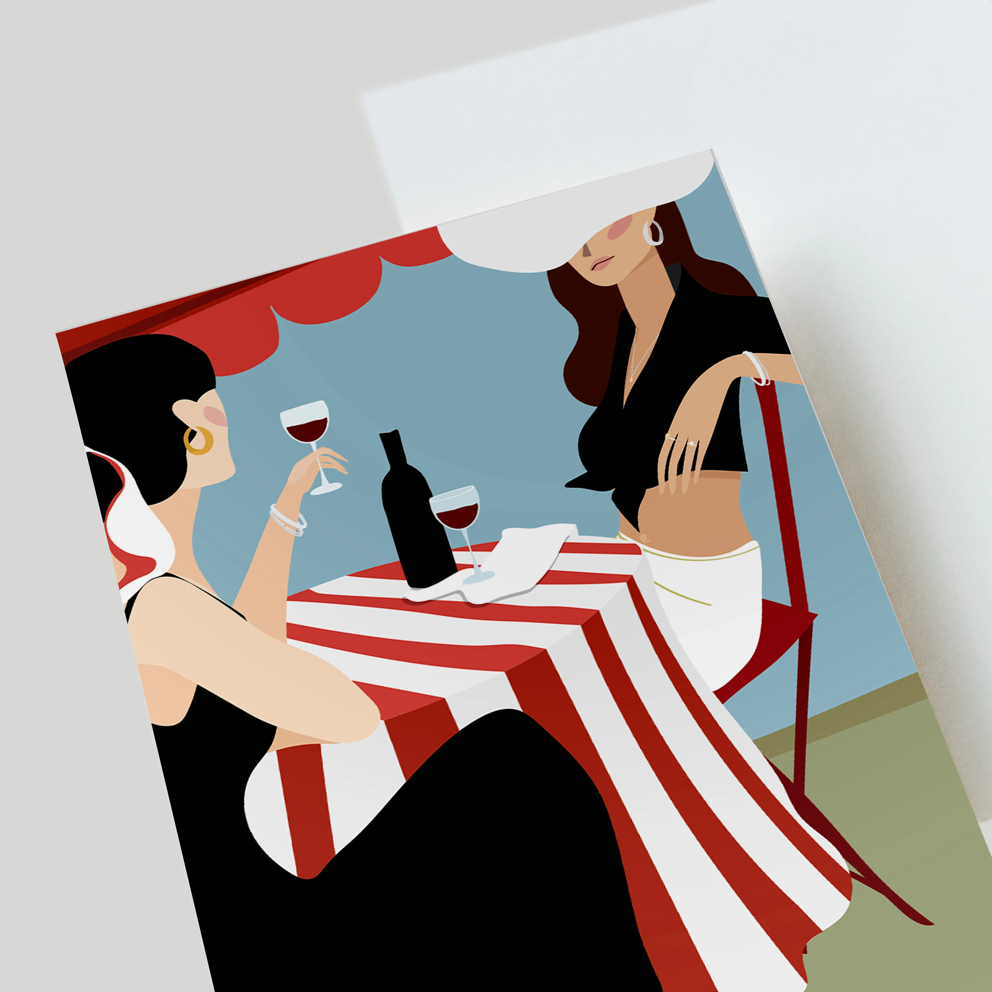 Открытка подарочная "Девушки за столиком"