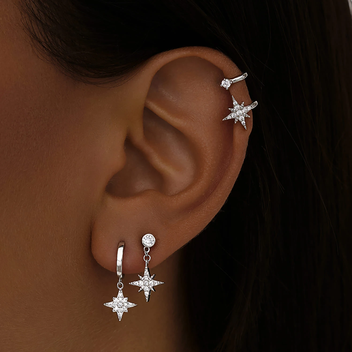 Серебряные серьги-конго с подвеской в форме звезды MIESTILO