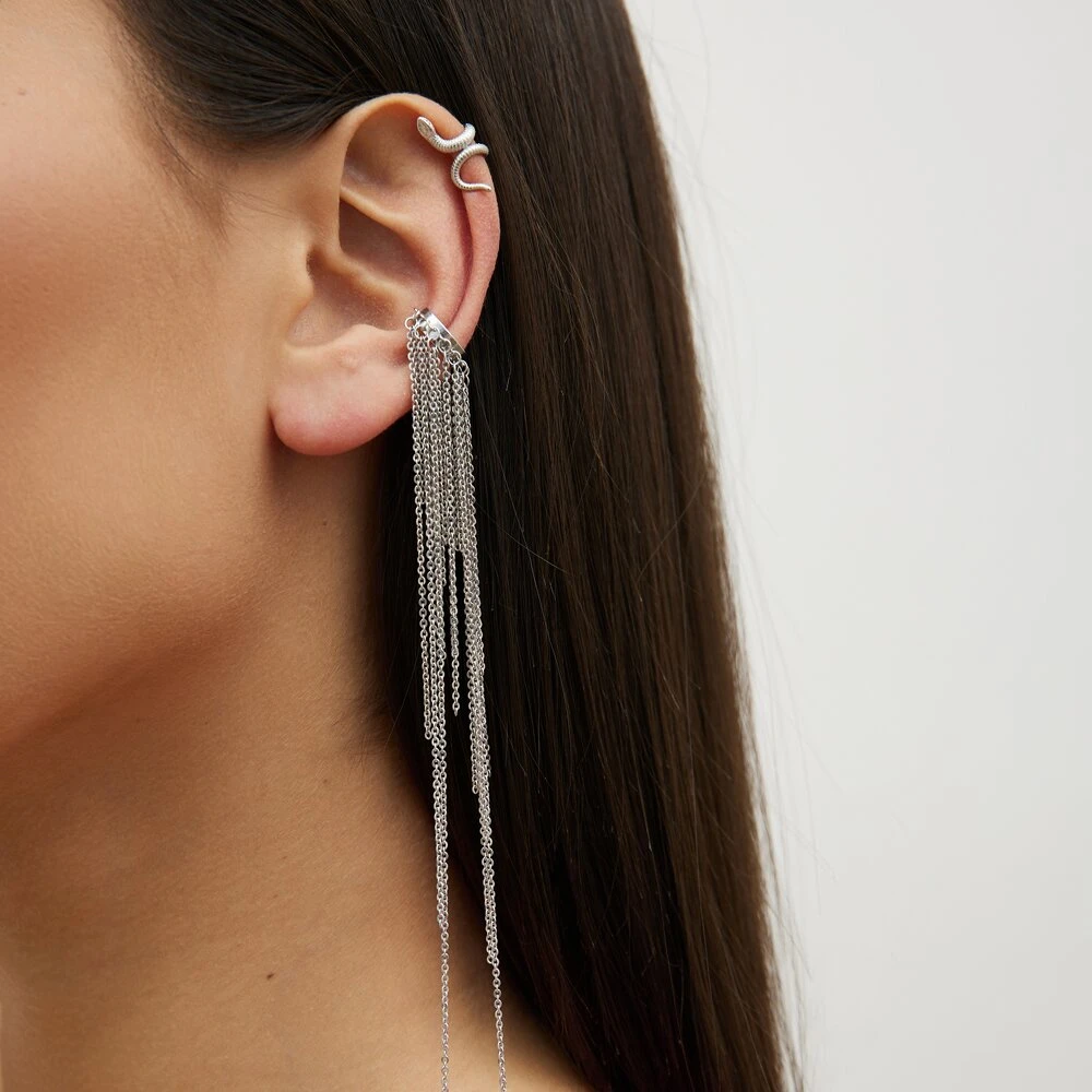 Серебряный кафф в форме змеи