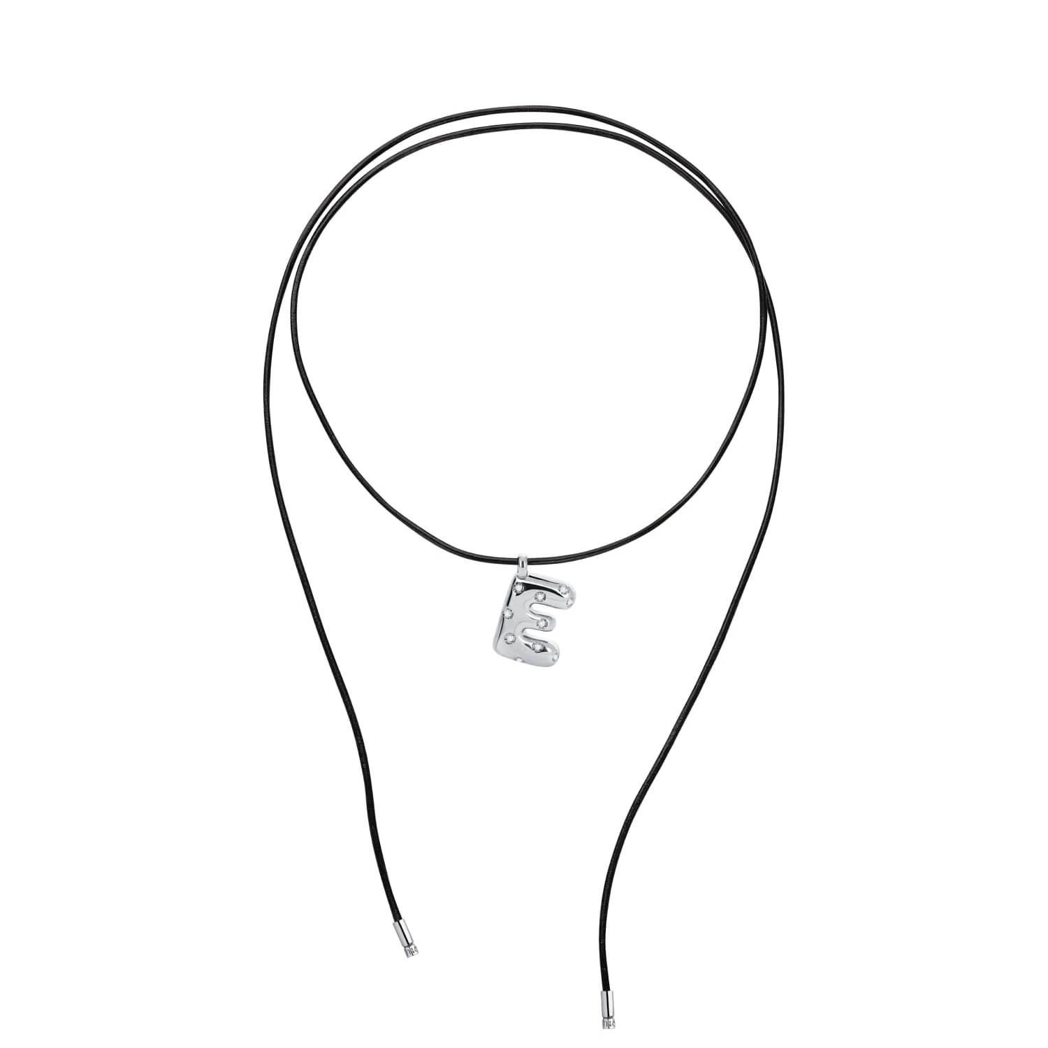 Колье LOVE LETTER на шнурке с подвеской "E" из серебра