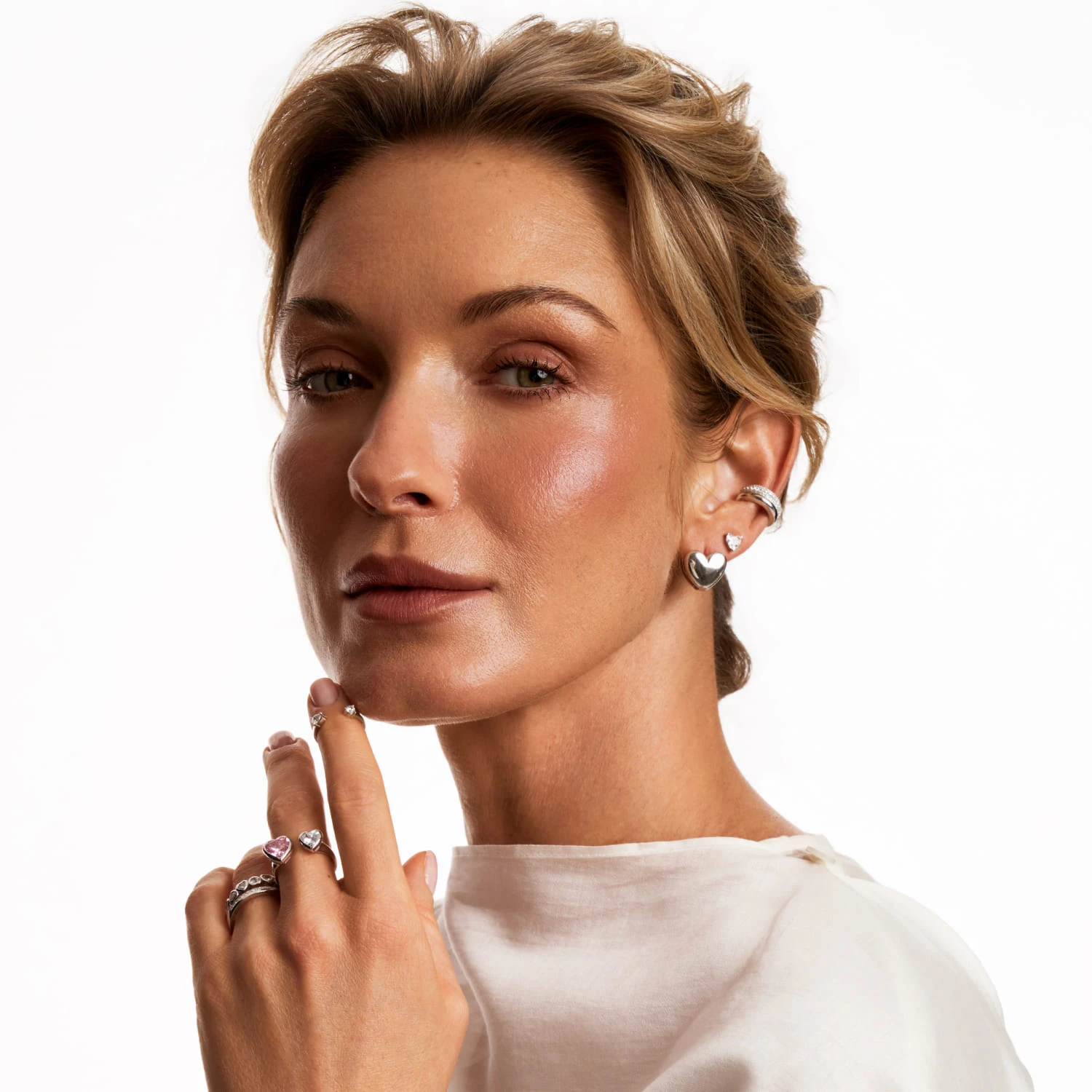 Серебряные серьги-сердца