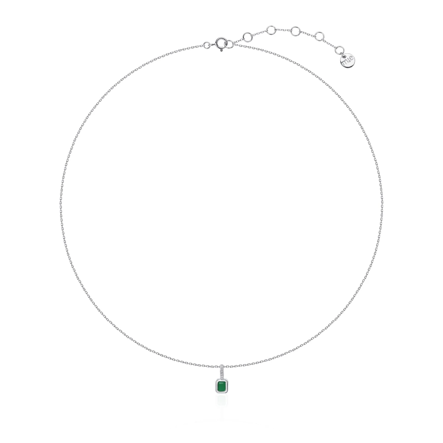 Серебряное колье с зеленым агатом