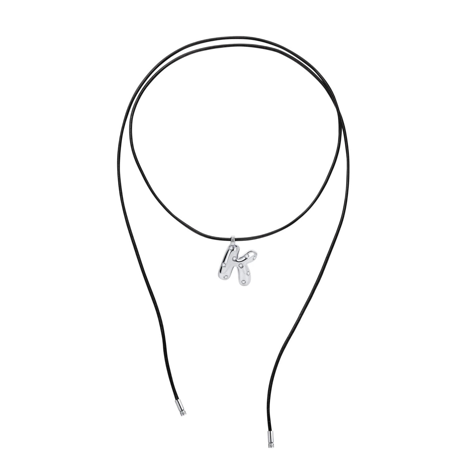 Колье LOVE LETTER на шнурке с подвеской "K" из серебра