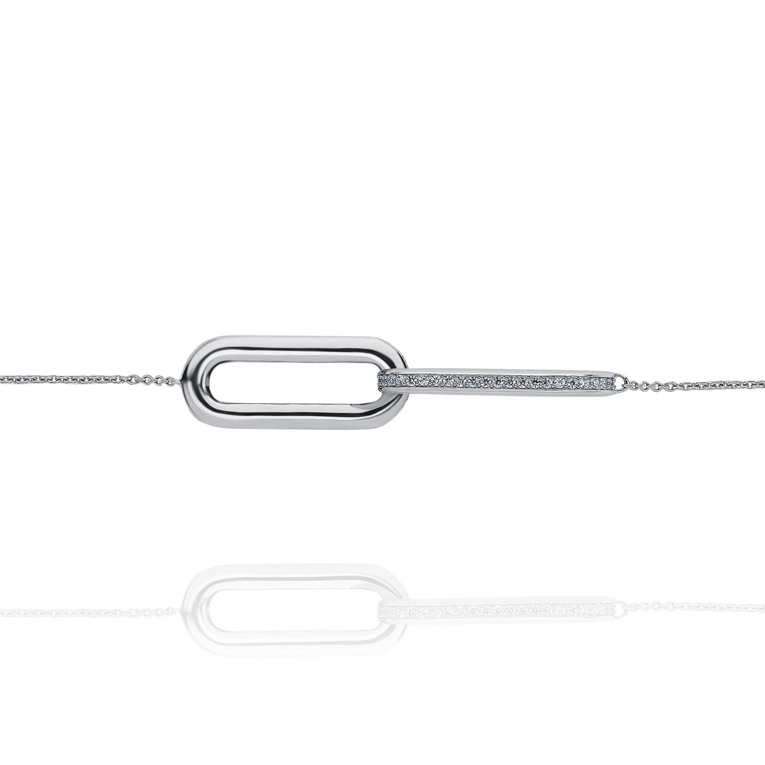 Колье из серебра с пересекающимися овалами и фианитами