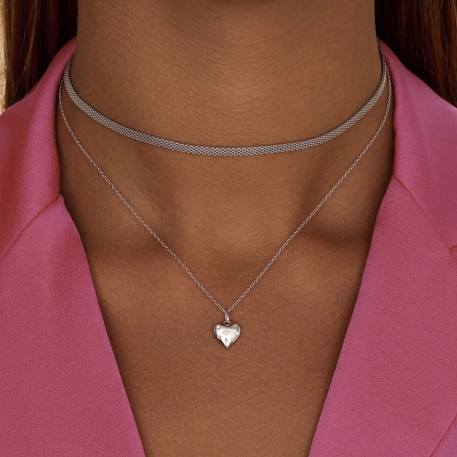 Серебряная подвеска сердце с фианитами MIESTILO