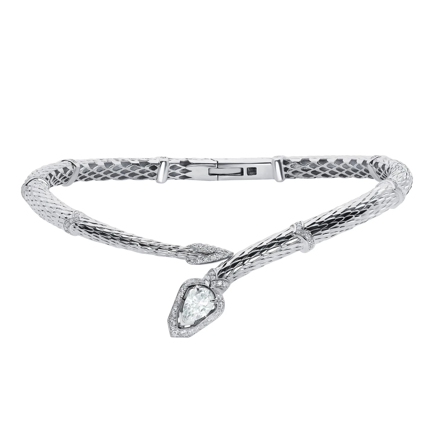 Серебряное жесткое колье EPIONA с горным хрусталем