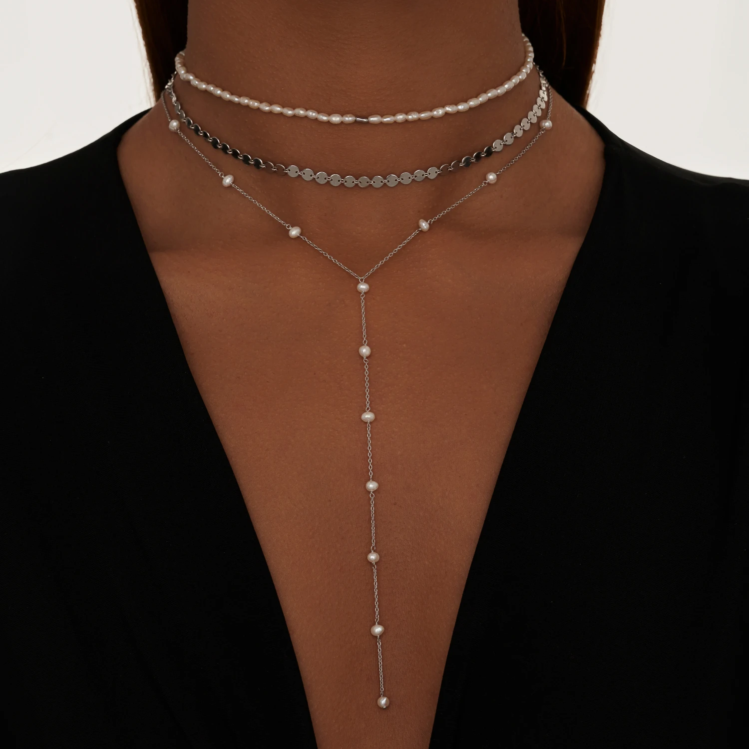 Колье-чокер из серебра с монетками