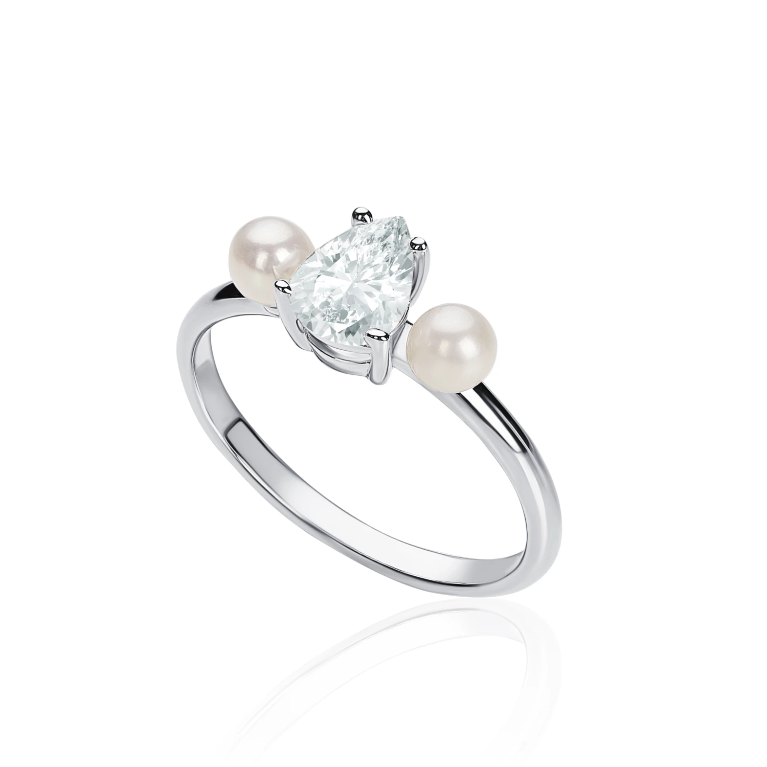 Серебряное кольцо SICILIA с жемчугом и белым фианитом