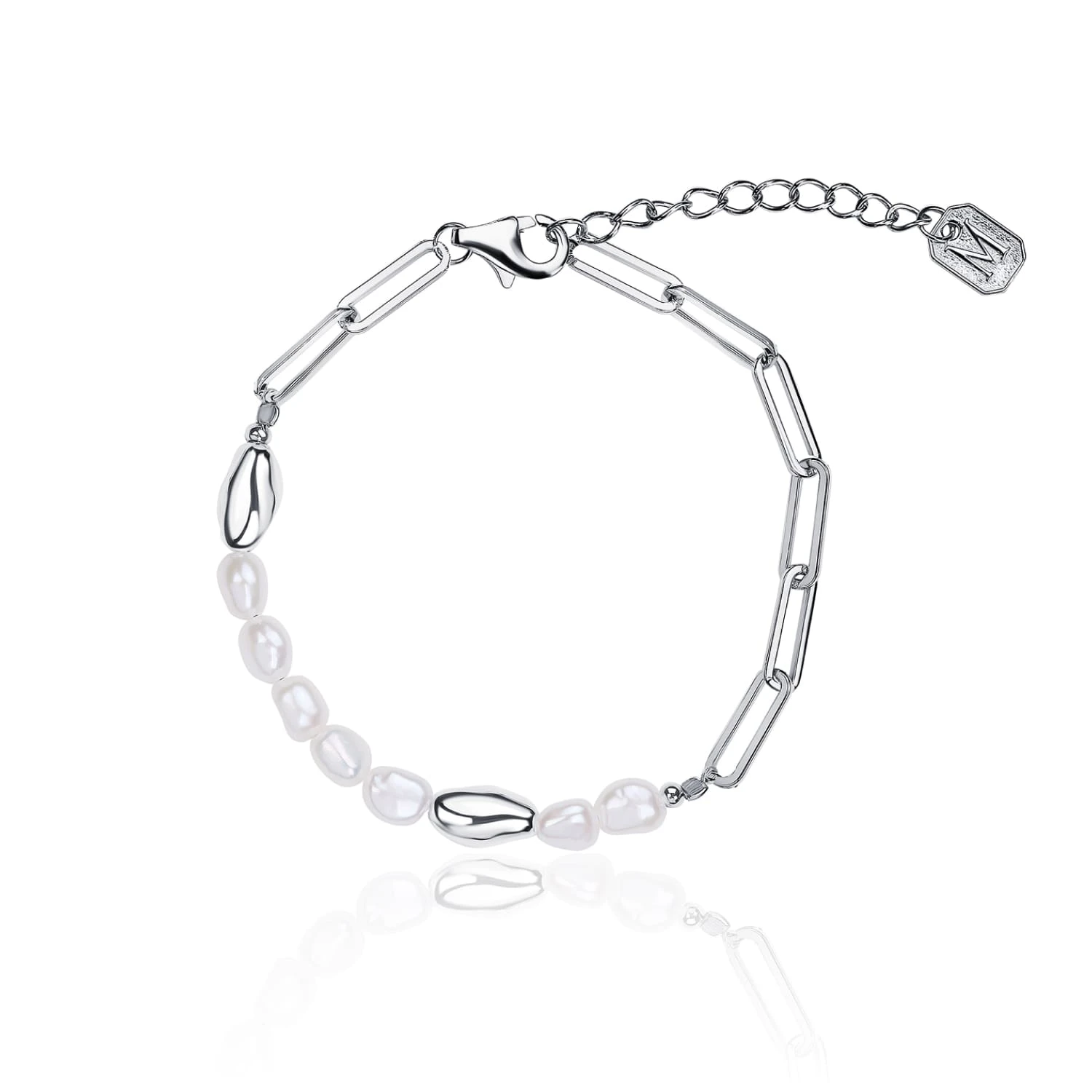 Серебряный браслет из натурального жемчуга MIESTILO