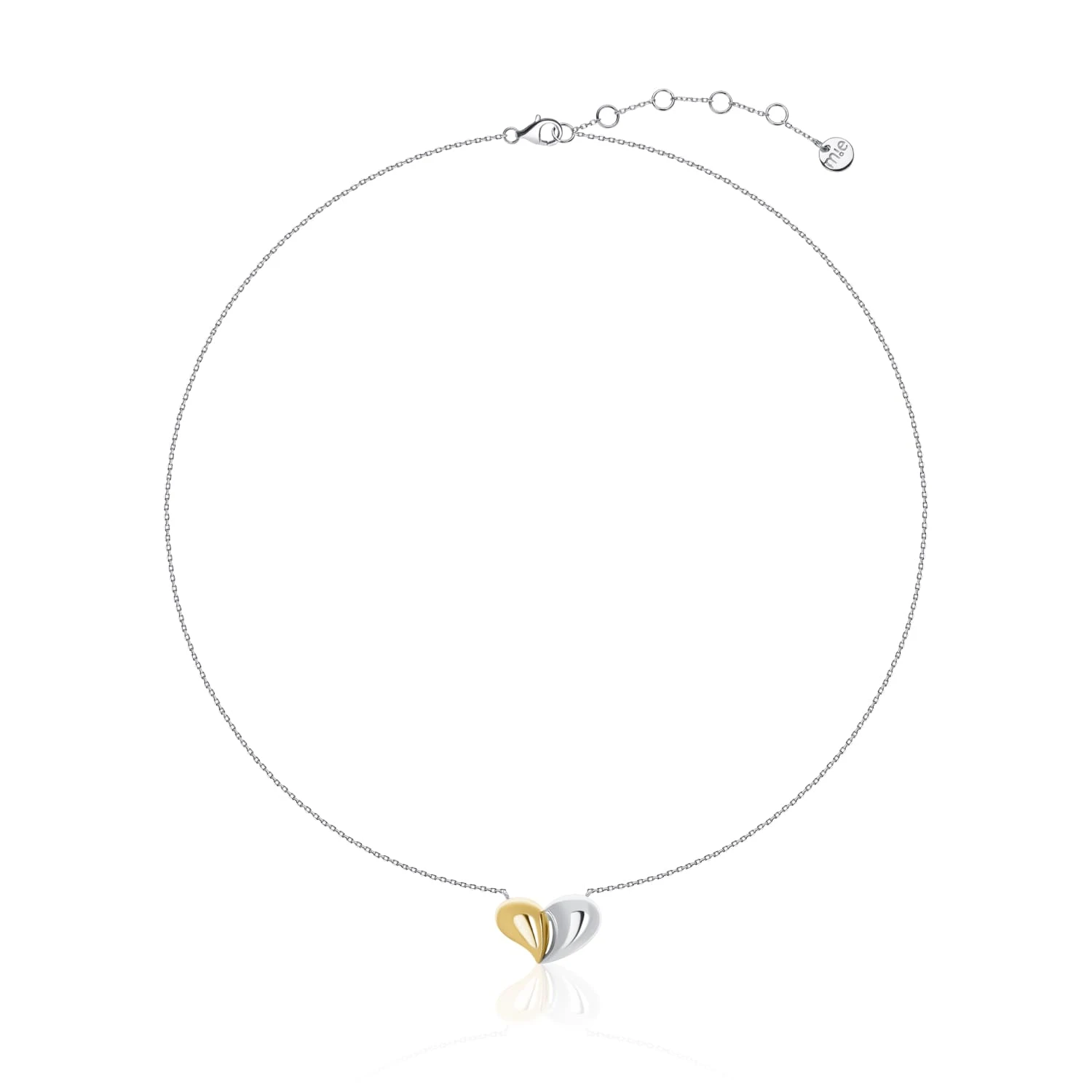 Серебряное колье с подвеской в форме сердца биколор