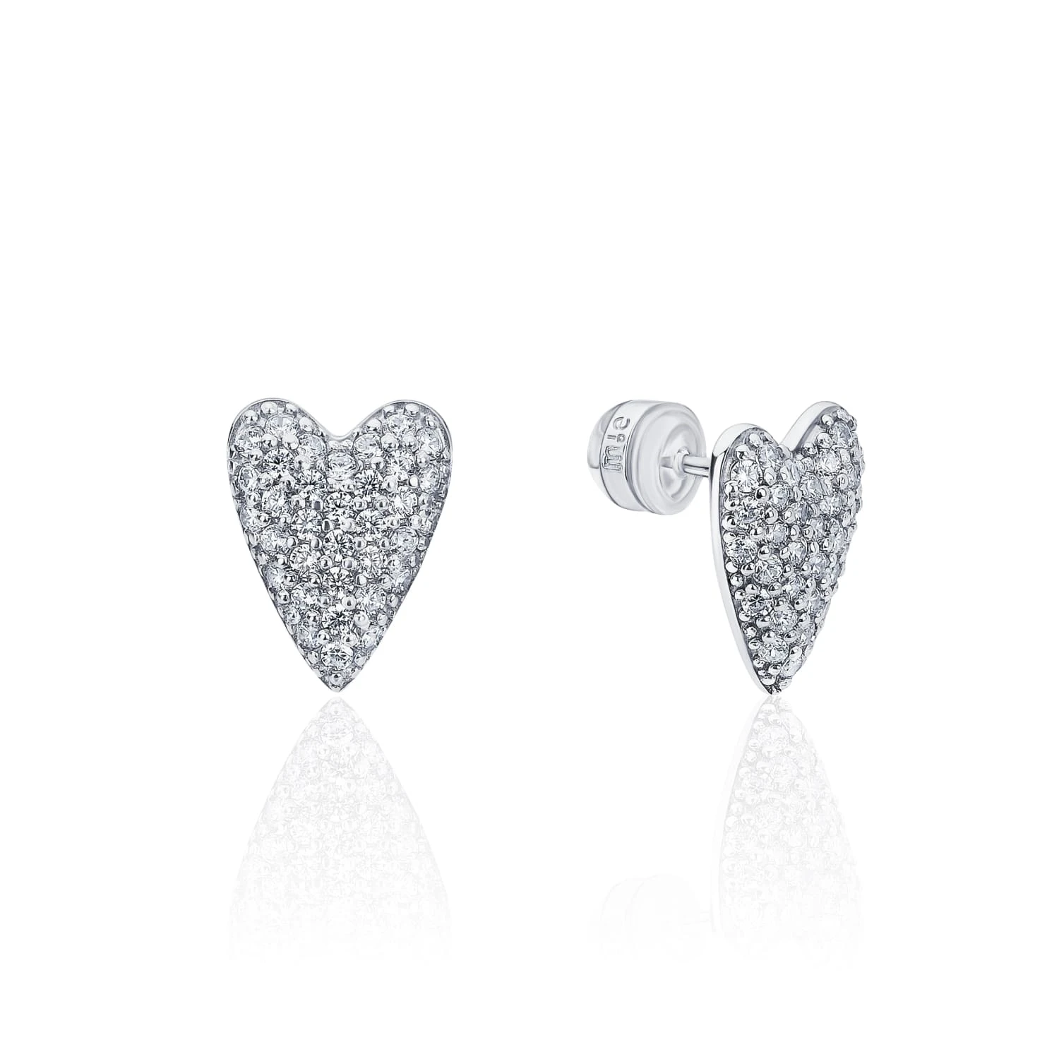 Серебряные серьги сердце с фианитами MIESTILO 