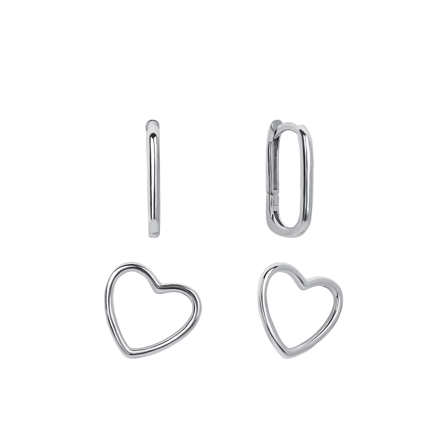 Минималистичные серебряные серьги-конго с подвеской в форме сердца MIESTILO 