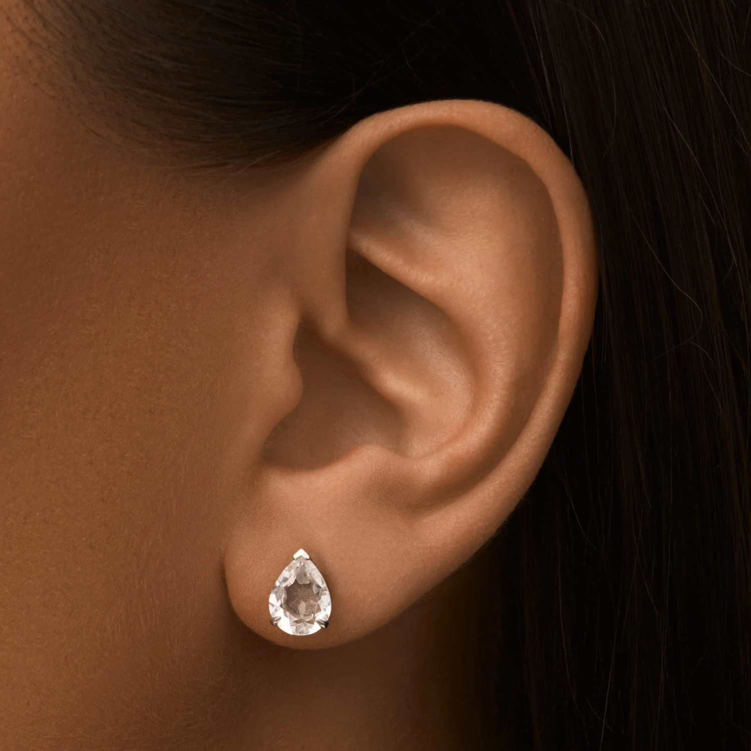 Серебряные серьги-пусеты ЭРОС с горным хрусталем