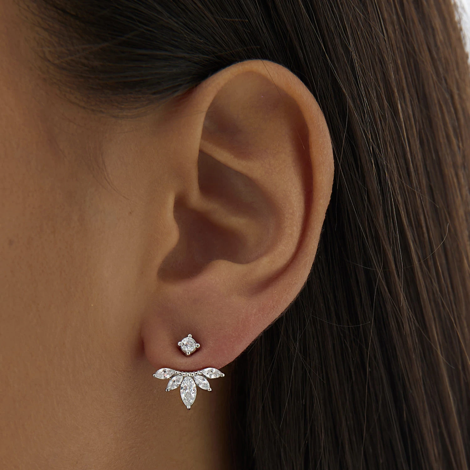 Серебряные серьги-трансформеры с фианитами MIESTILO