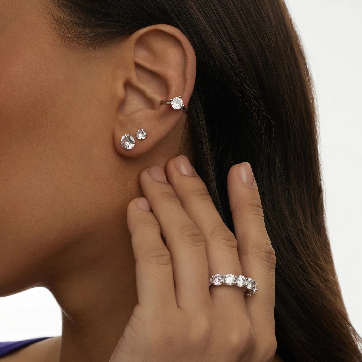 Кольцо из серебра Монро с розовыми и белыми фианитами