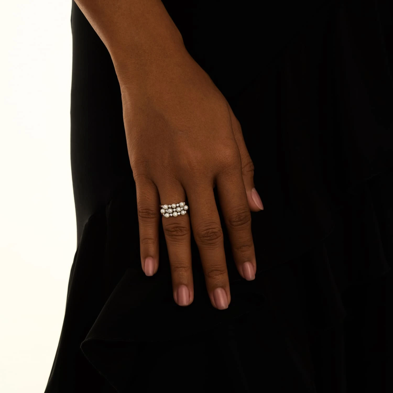 Серебряное кольцо SICILIA с жемчугом и белыми фианитами