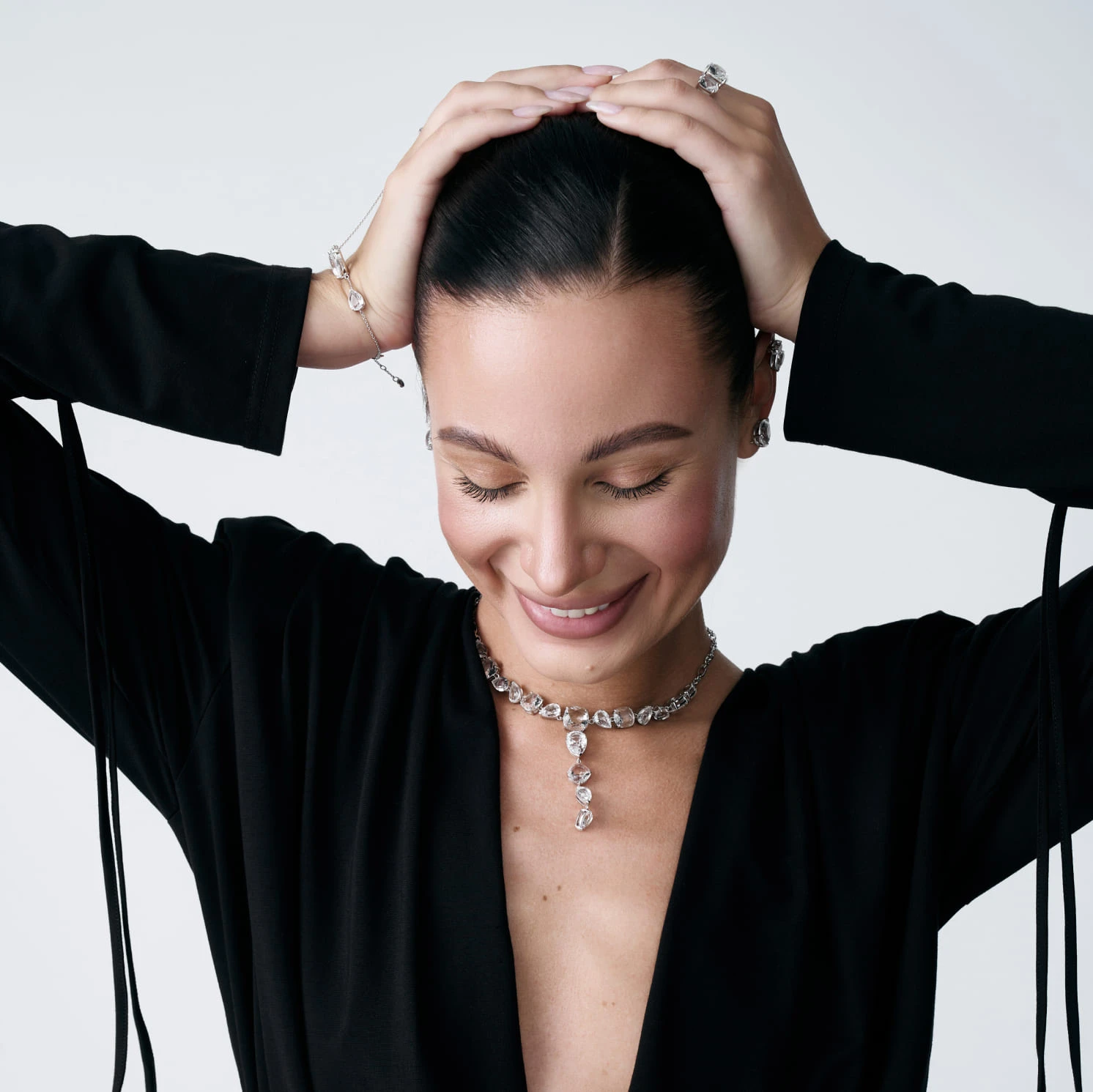 Серебряные серьги-клаймберы PRECIOUS 