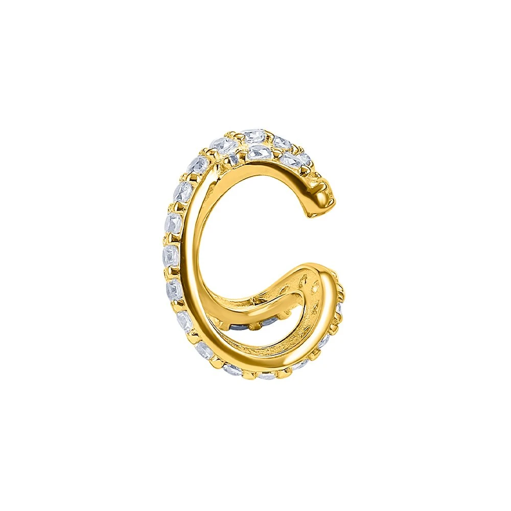 Позолоченный кафф из серебра с фианитами